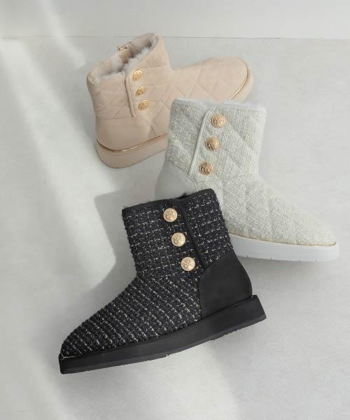 【SALE】モノグラムパーツキルティングムートンブーツ