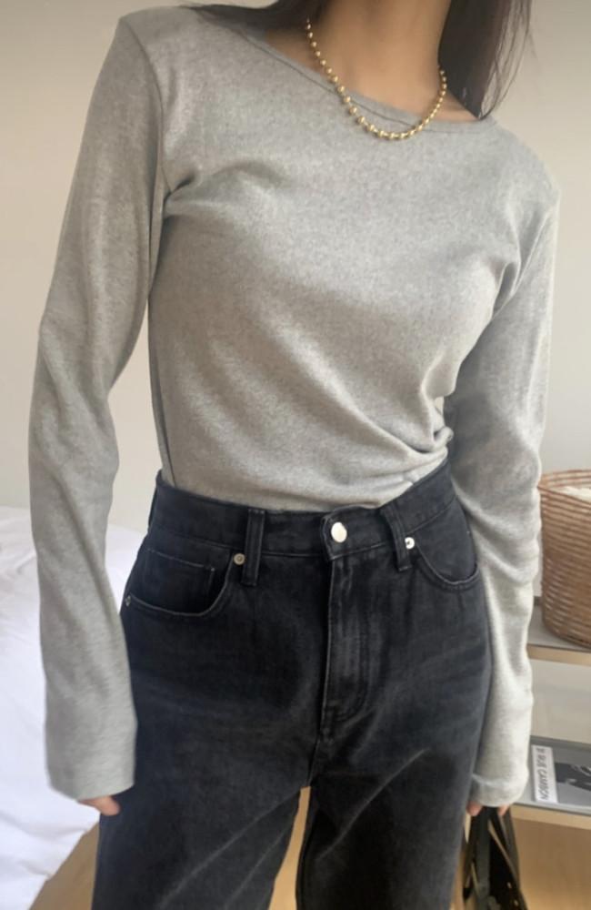 [아이당일/sale] vasil 바질 코코 티셔츠 코튼 탄탄핏 베이직 라운드 긴팔티 (4colors)