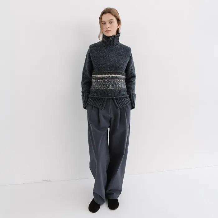 peach wide pants (slate blue)