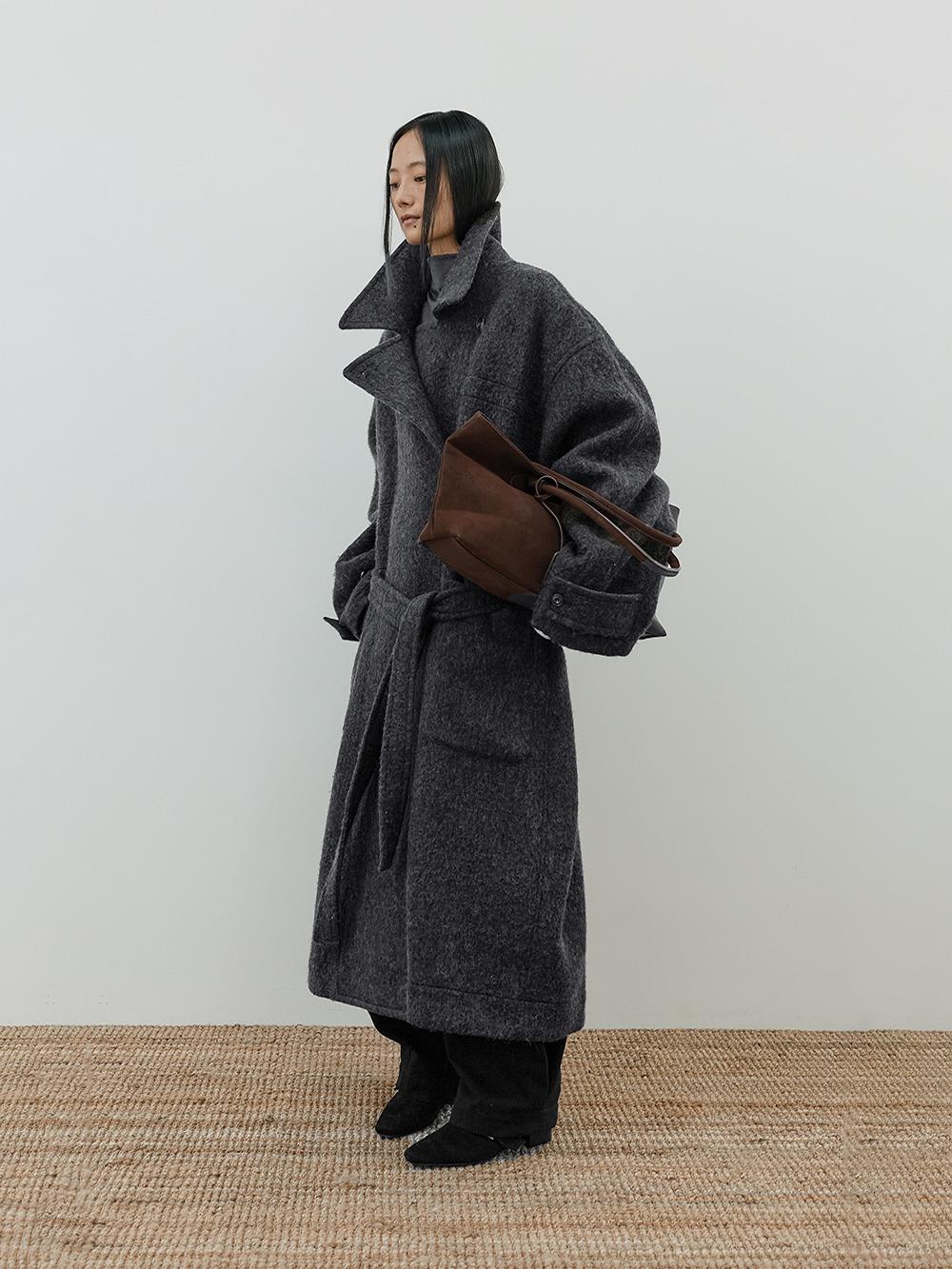 Oversized Maxi Belted Coat (charcoal)