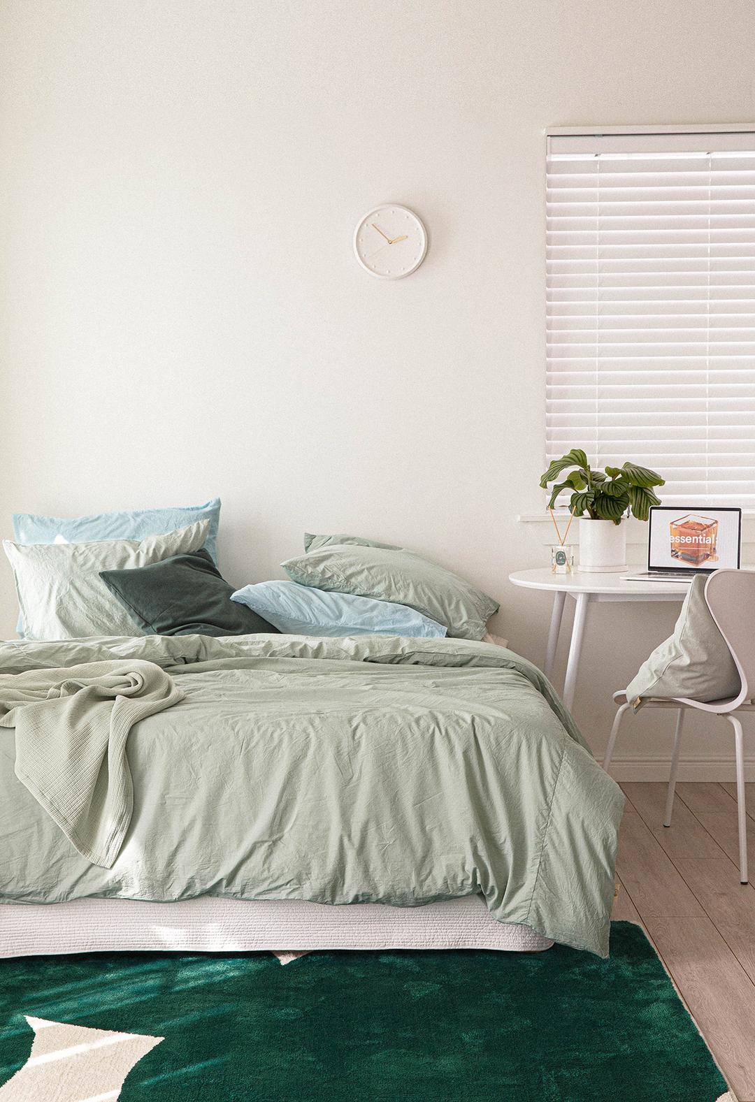 더 코튼 100수 침구 |민트| 100수 고밀도 바이오 워싱 면