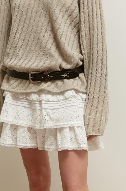 STITCH WESTERN BELT - BROWN