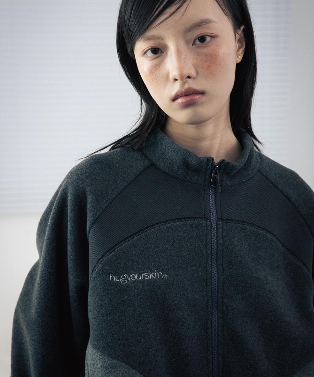 Panelled fleece zip-up (Dark gray)