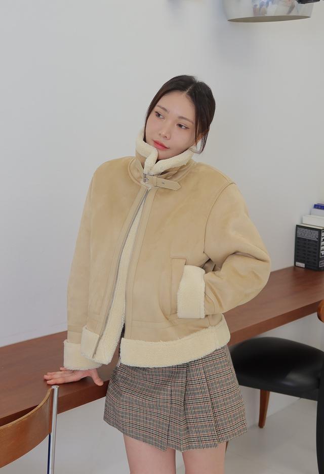 [미쏘X앨리스펑크] 스탠카라 스웨이드 숏 무스탕_MIWJLDV1PC