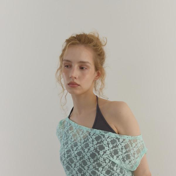 LACE ONE-SHOULDER T (MINT)