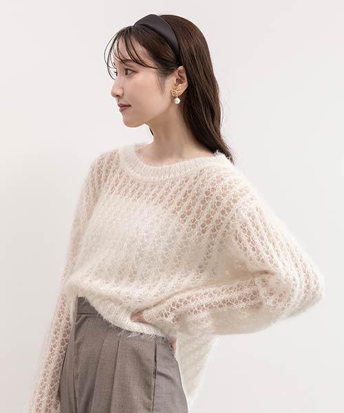 シースルーローゲージニット