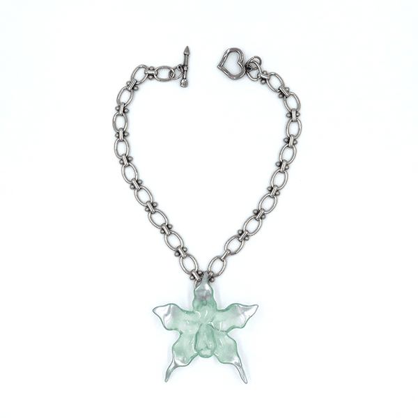 CHONKY ORCHID : Neck Choker ( chrome green )