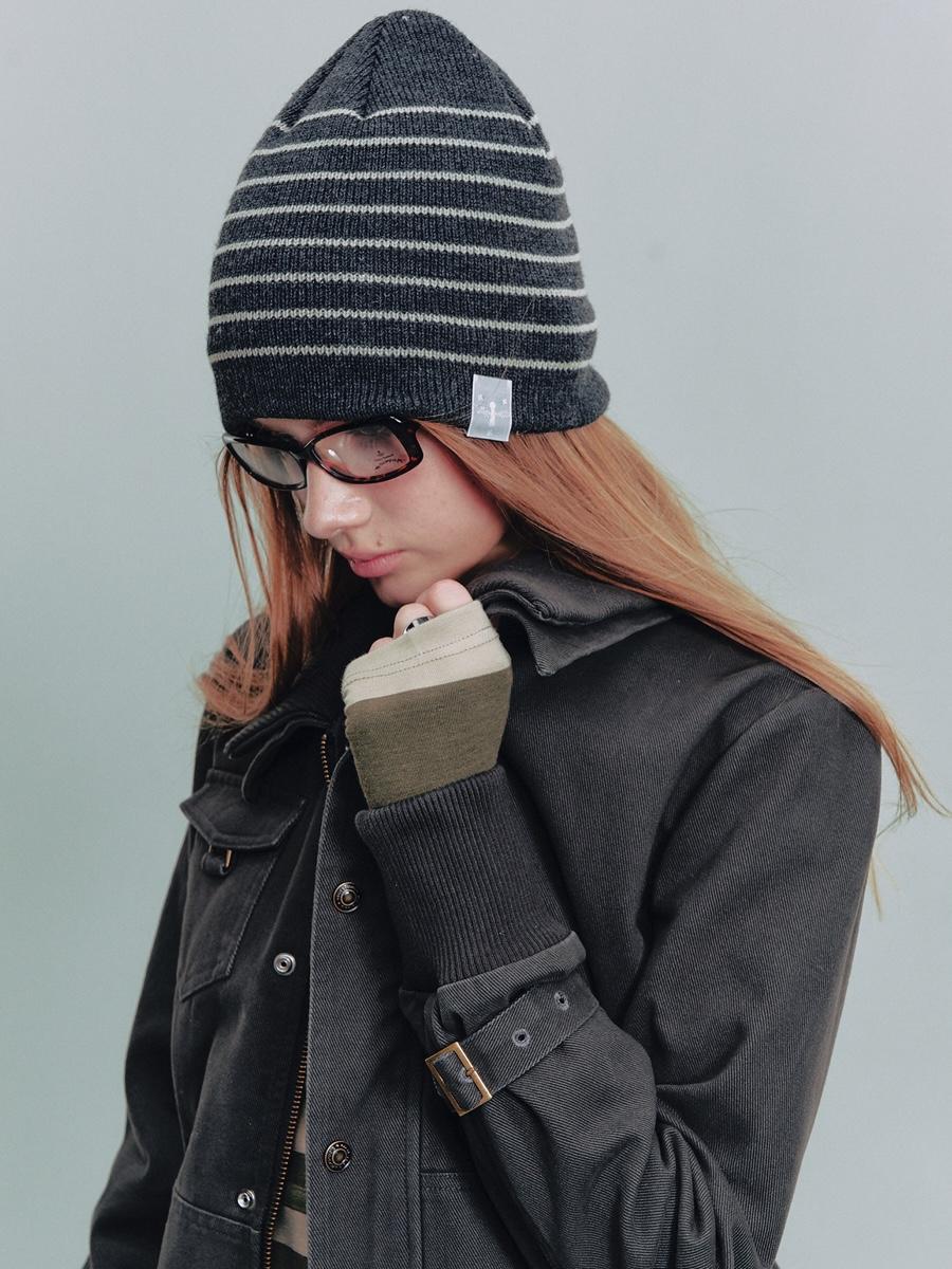 NECY STUDIO Cold Hat Stripe Beanie (3color)