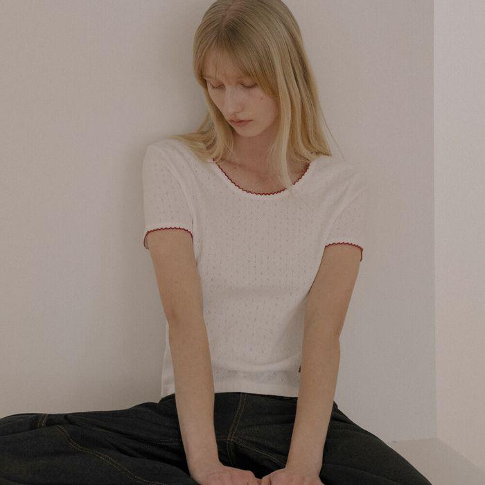 Punching lace T-shirt KNSS04TS01_Ivory