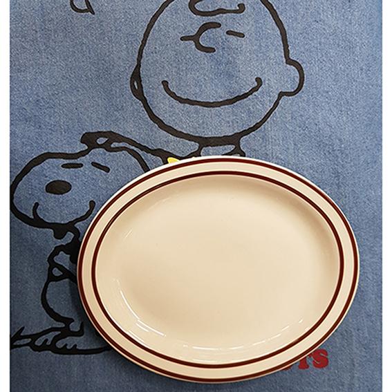 시라쿠스 브라운 라인 타원접시 29cm 스톤웨어접시