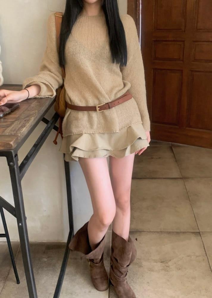 [바이베이지] 라브 보트넥 하찌 가을 루즈핏 니트