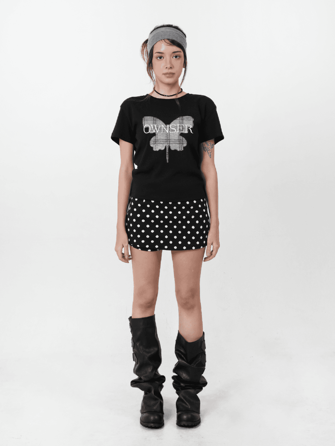 (2차 바로출고)Co Co Dot Low-Fit Pants Skirt_Black