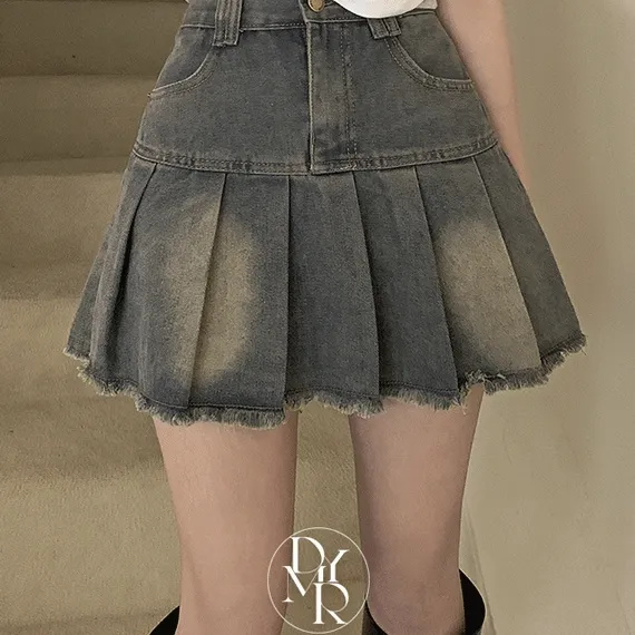 [워싱존예*.*👍/속바지o] y2k 워싱 헤짐 하이웨스트 데님 플리츠 미니 스커트