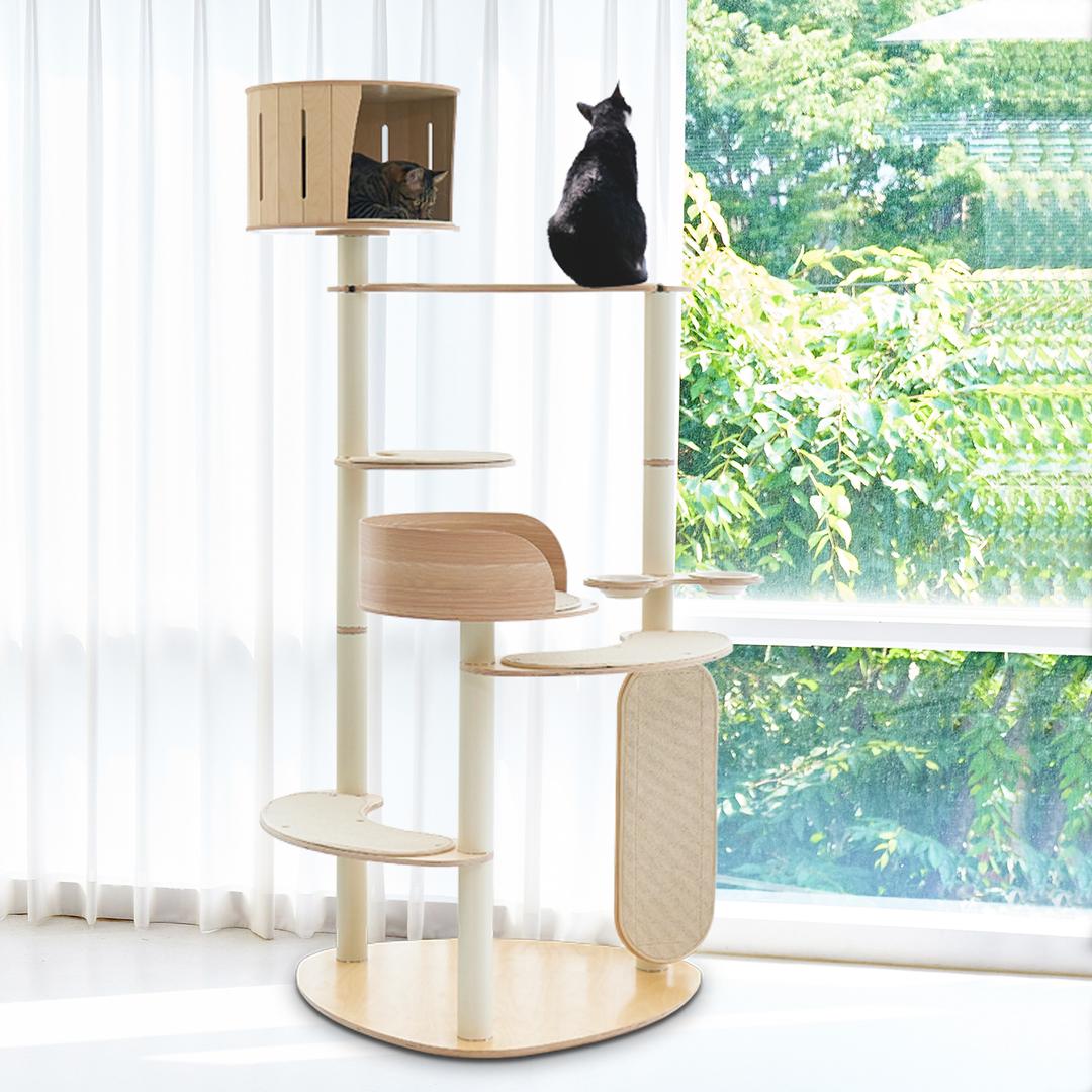 뽀떼 조약돌 고양이 원목 캣타워 캣폴