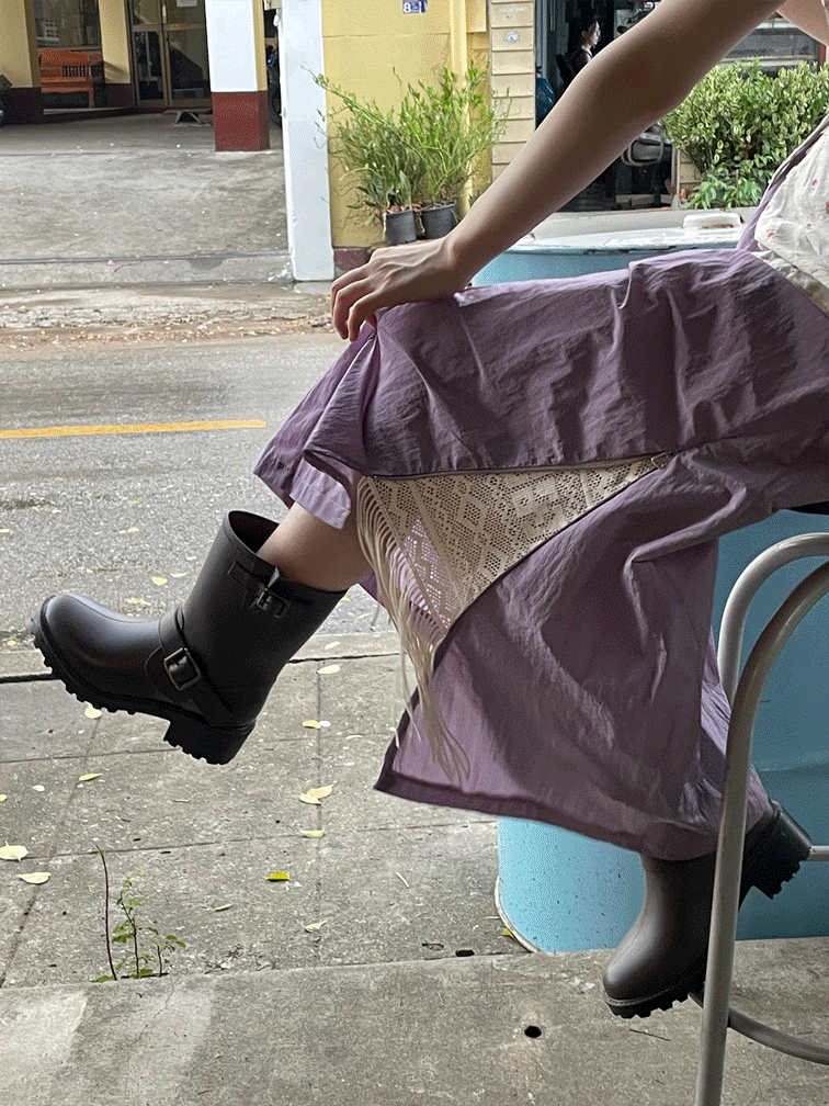 [9hope] fringe violet skirt