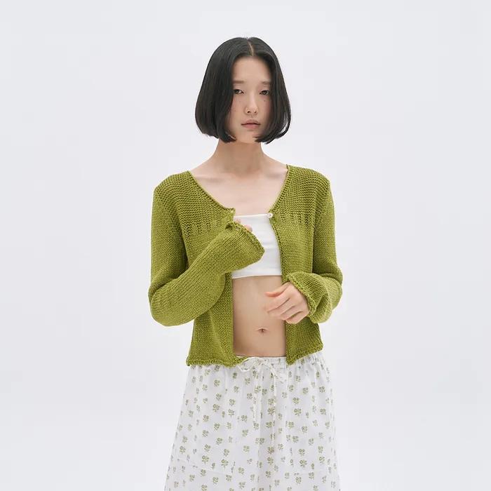 [3차] Luniel Net Knit Cardigan (Olive)