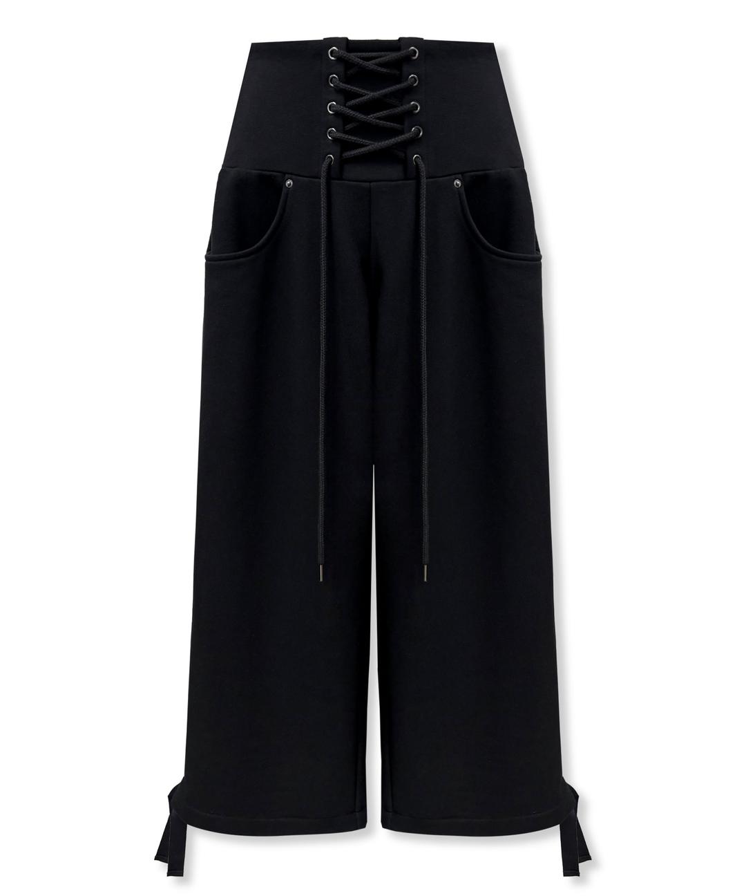 F/NO.14 WIDE LACE-UP SWEAT PANTS, BLACK