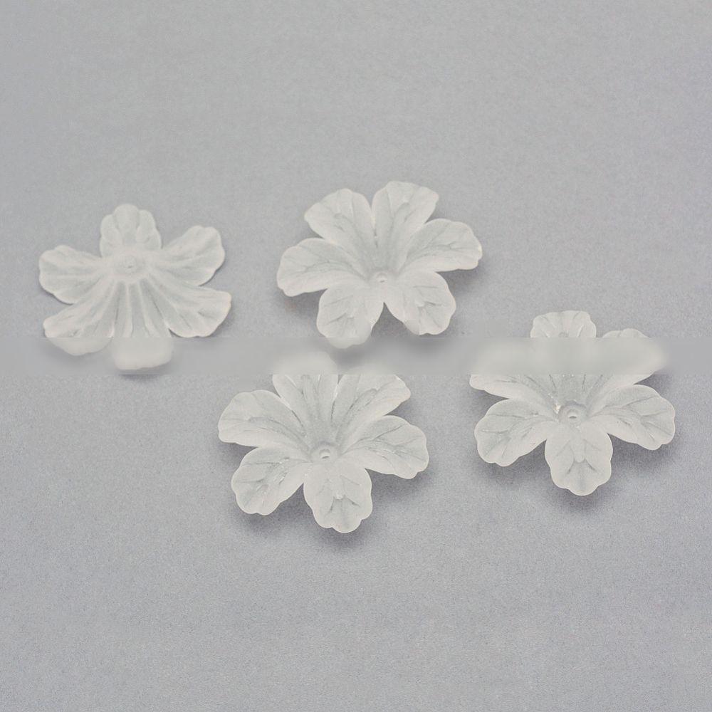 투명아크릴비즈/반투명/꽃/크리미화이트/32.5X29.5X8.5mm/구멍:1.5mm