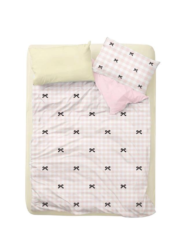 수심 Sweet Ribbon Bedding 스위트 리본 침구 이불 베개 세트 핑크 체크