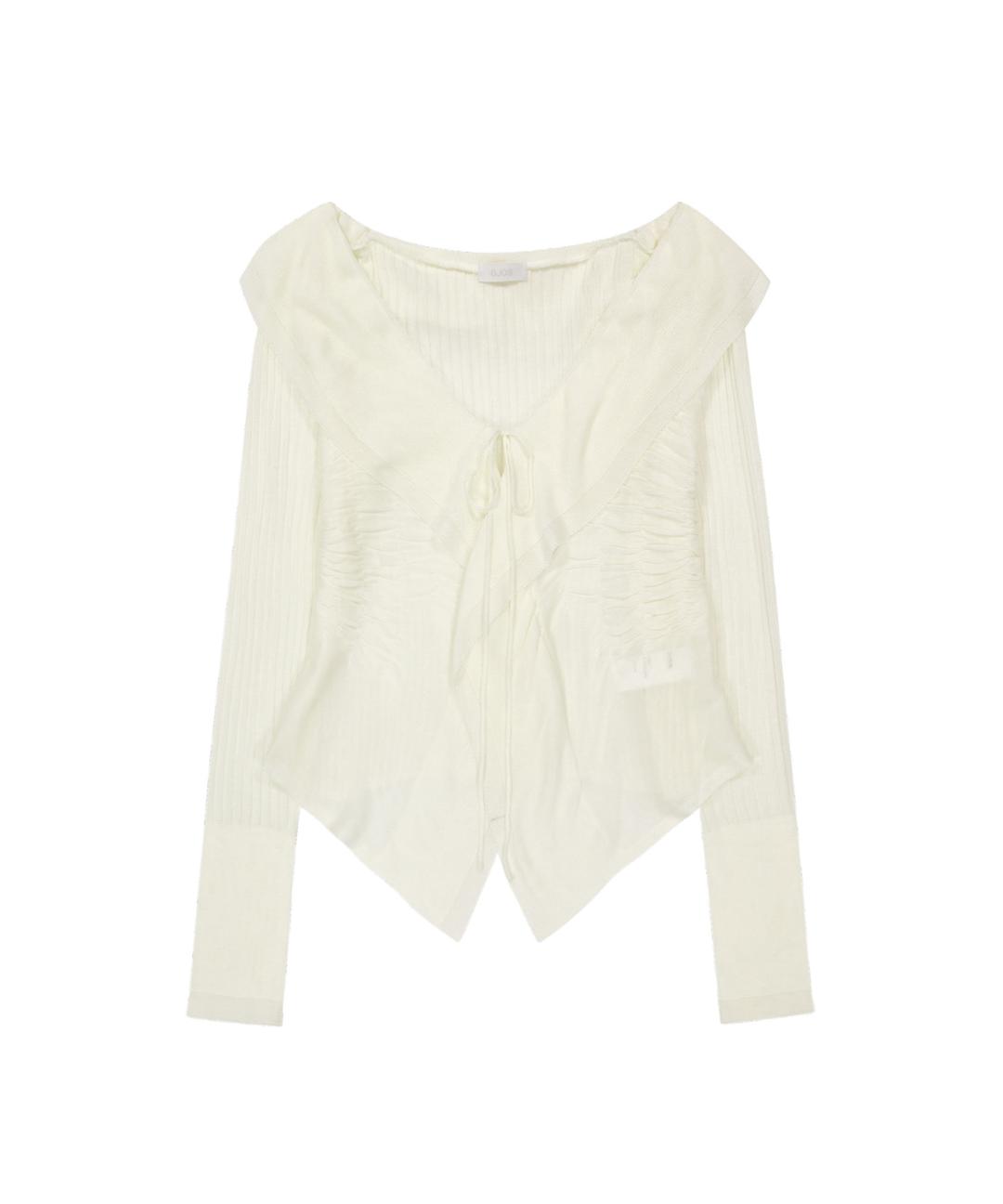 Ruffled Drape Cardigan / Ivory