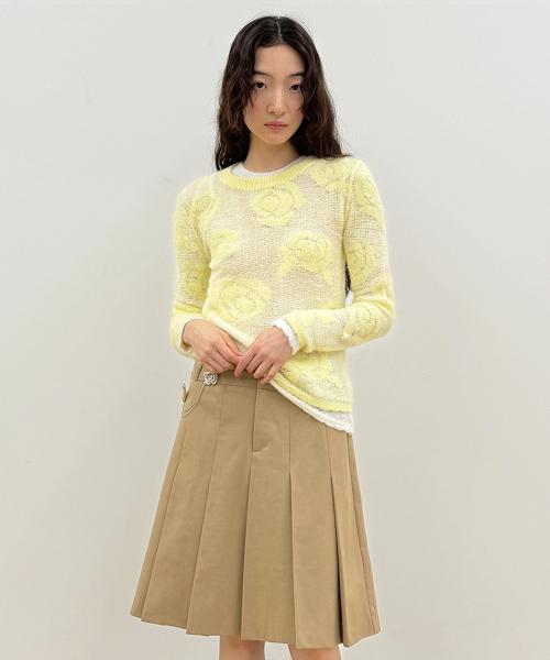 Rose Artwork Long Sleeve Knit (Yellow)