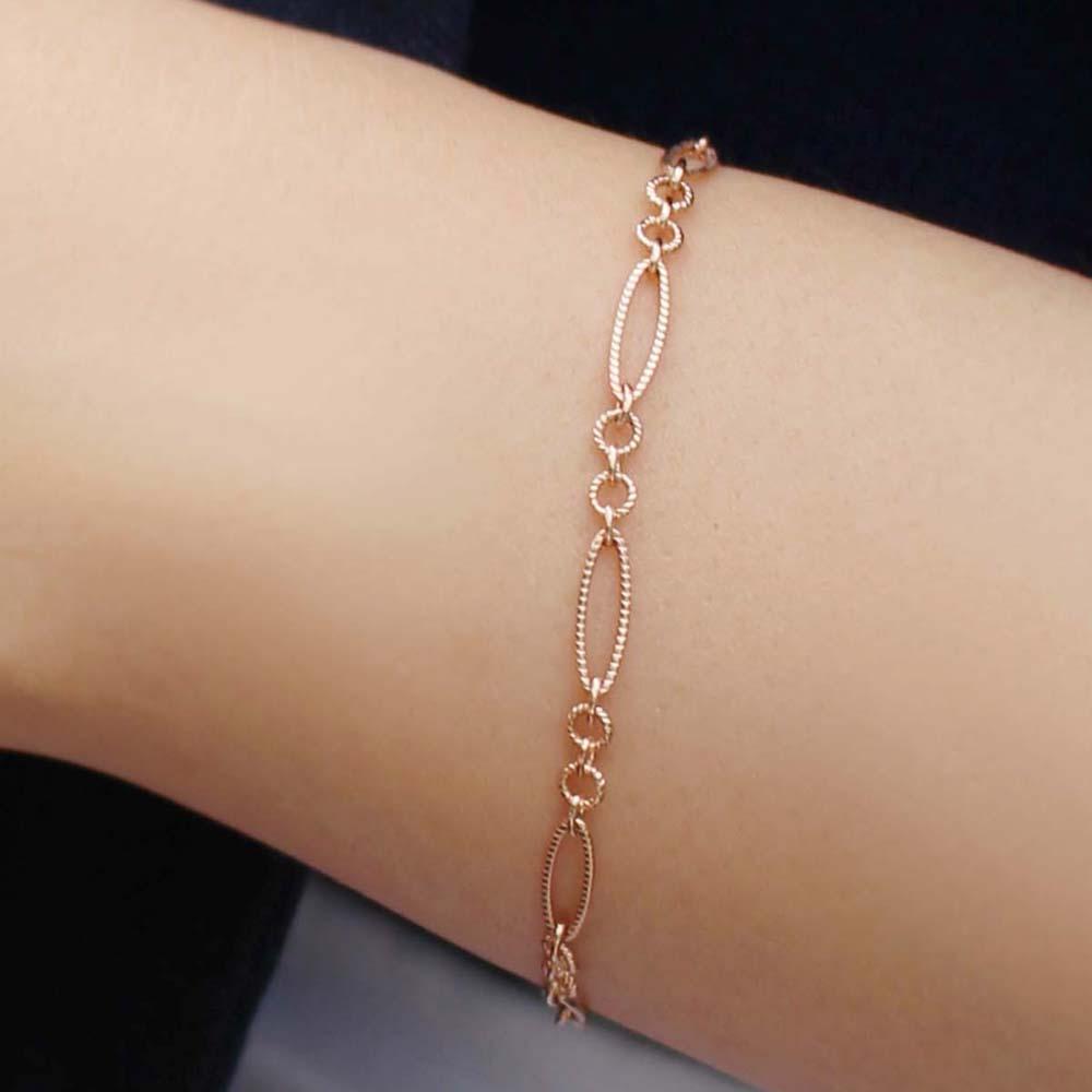 18K 14K 오벌 링크 체인 팔찌