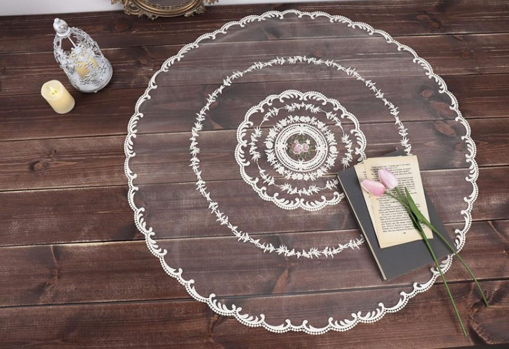 식탁 테이블 러너 꽃자수 레이스 러너 원형 3color 75cm