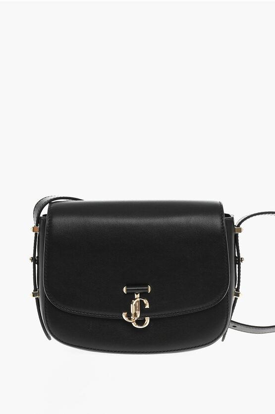 Leather Shoulder Bag with Golden Details