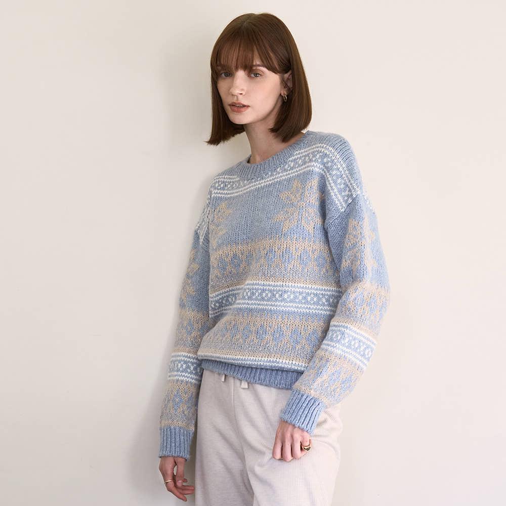 라운드넥 눈꽃 자카드 풀오버 (VJUCY2981)