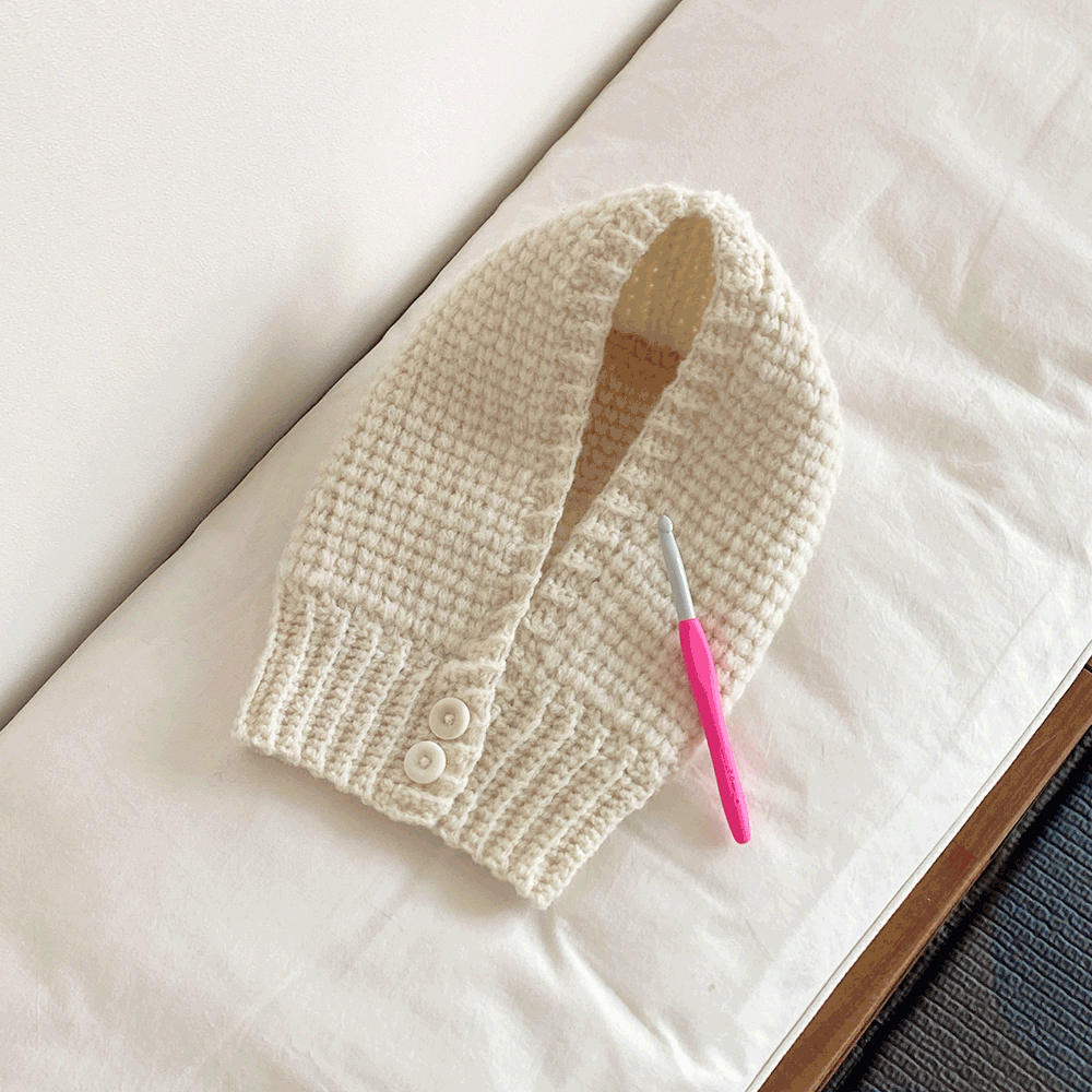 [도안] 코바늘 단추 바라클라바 (3size)