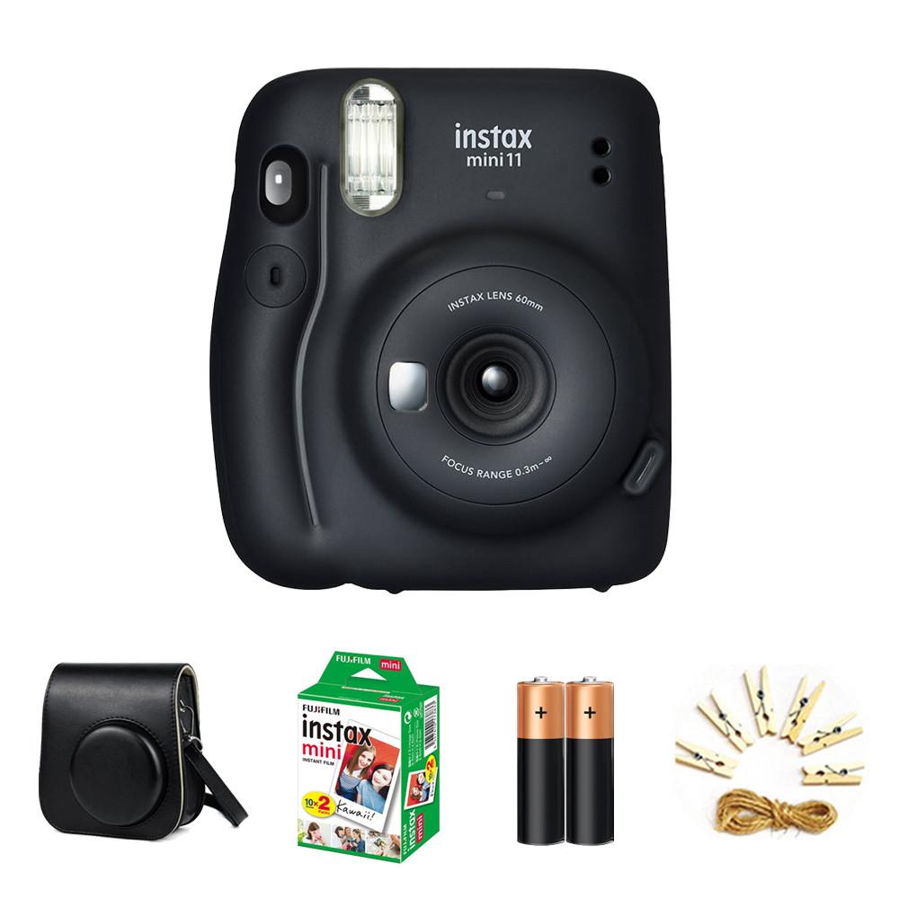 인스탁스 미니11 폴라로이드 카메라 챠콜 그레이 + 미니 필름 2팩 + 챠콜그레이 케이스 + 포토라인 + 건전지2p