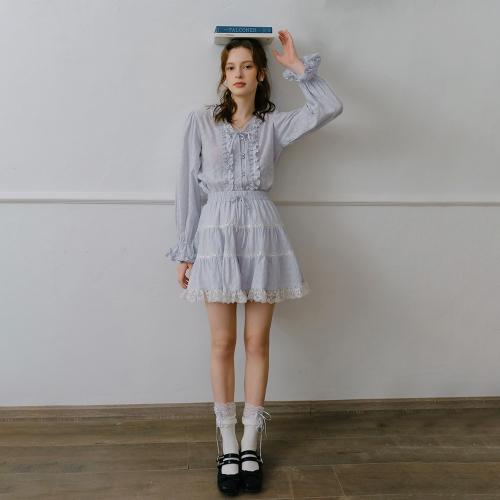 Cest_Cotton lace banding skirt