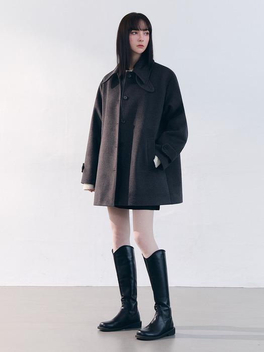 Minimal Balmacan Half Coat - Charcoal