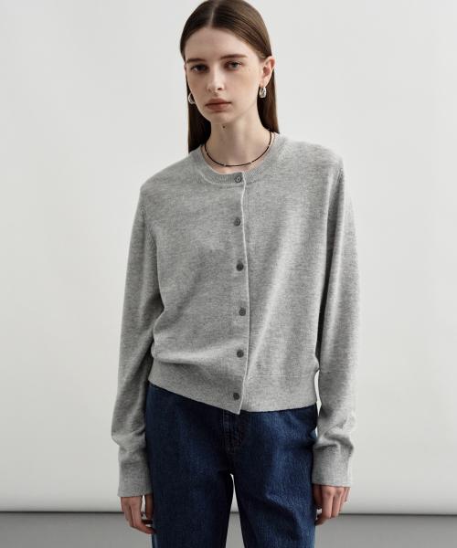 울 캐시미어 라운드넥 가디건 그레이 MDCD026GRAY