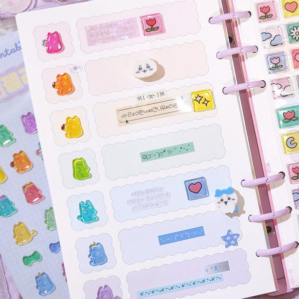 [만타박스] 투명캔디 젤리곰 스티커