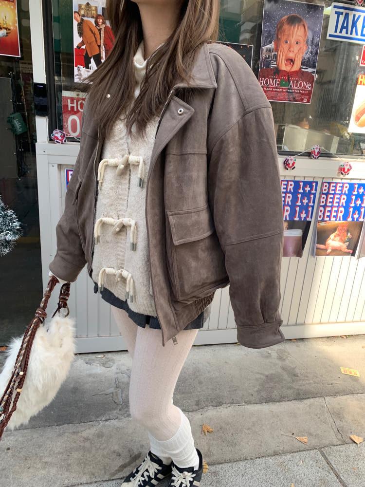 덤블 스웨이드 자켓 안감양털 겨울자켓