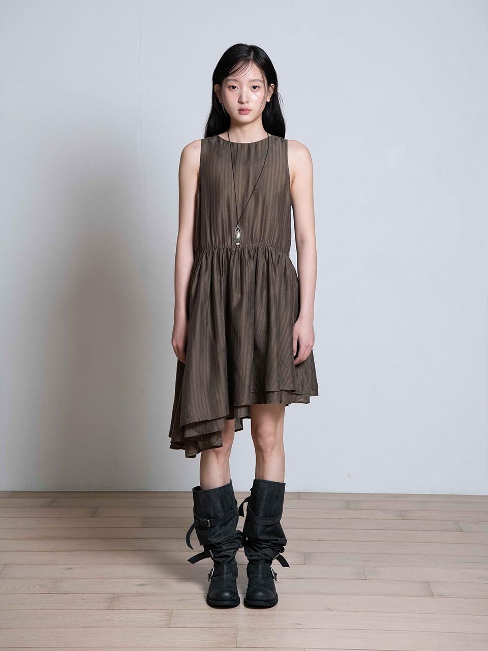 Unbalance Frill Midi One Piece, Mocha