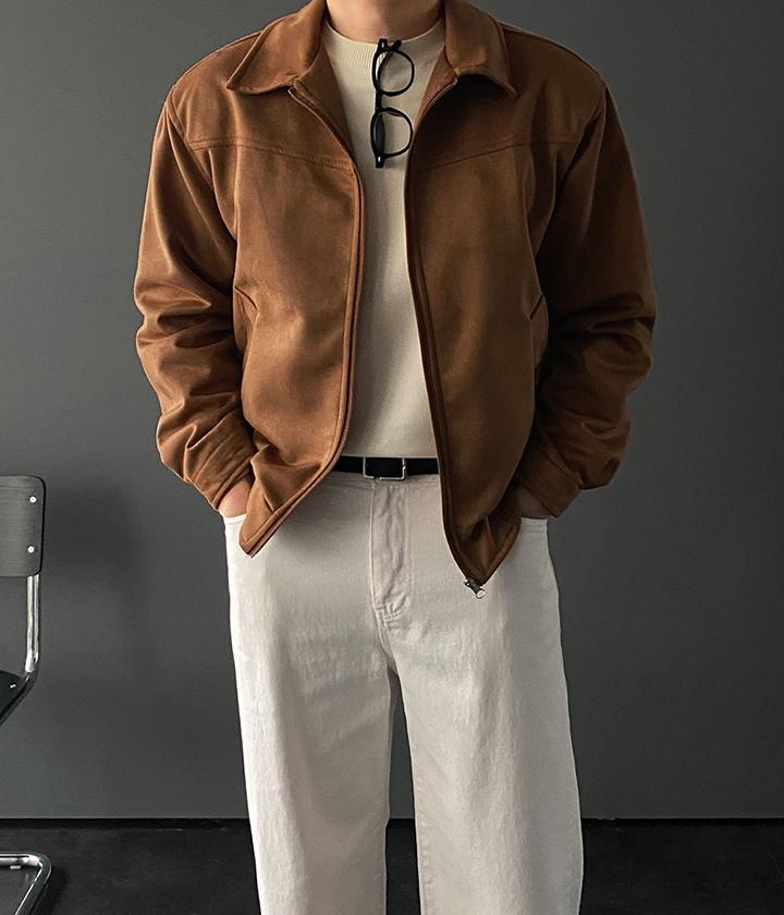 [당일출고]스웨이드 블루종 카라 크롭 자켓 2color