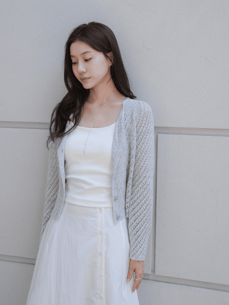 [NouArté] 로렌 글리터 가디건 (펄 그레이)