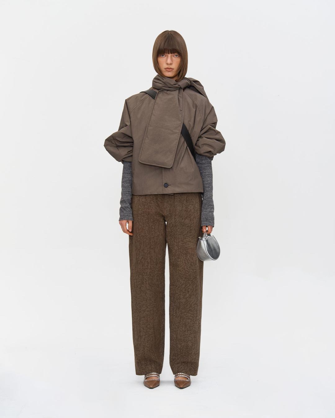 NATURAL DYED COTTON NYLON INSULATED SCARF JACKET