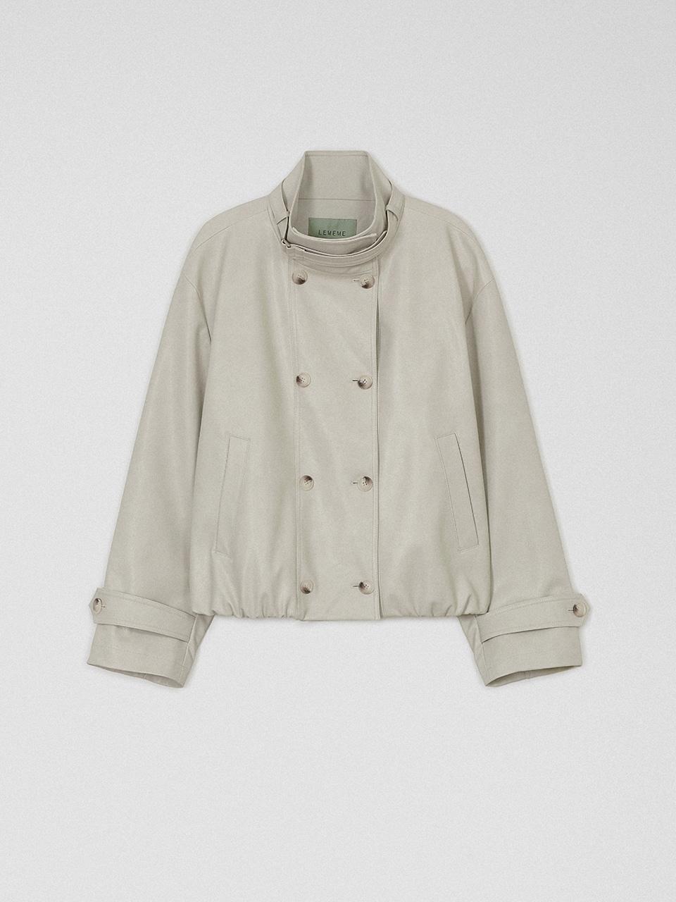 몽슈 하이넥 레더 점퍼 아이보리