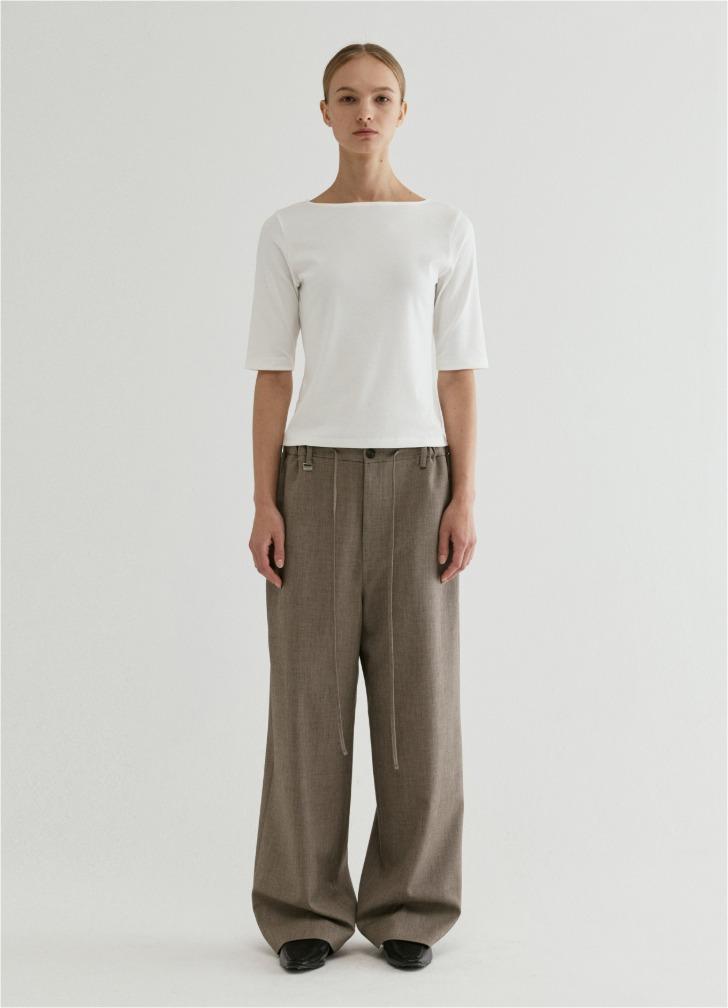 Wide Easy Drawstring Pants Beige