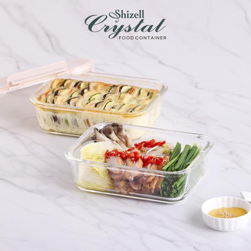 [굳데이],[무료배송] 크리스탈 내열밀폐용기 직사각 2종세트