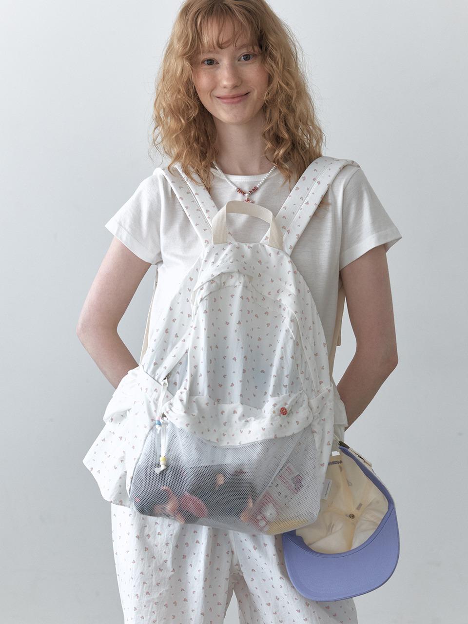 Bead mesh backpack_flower