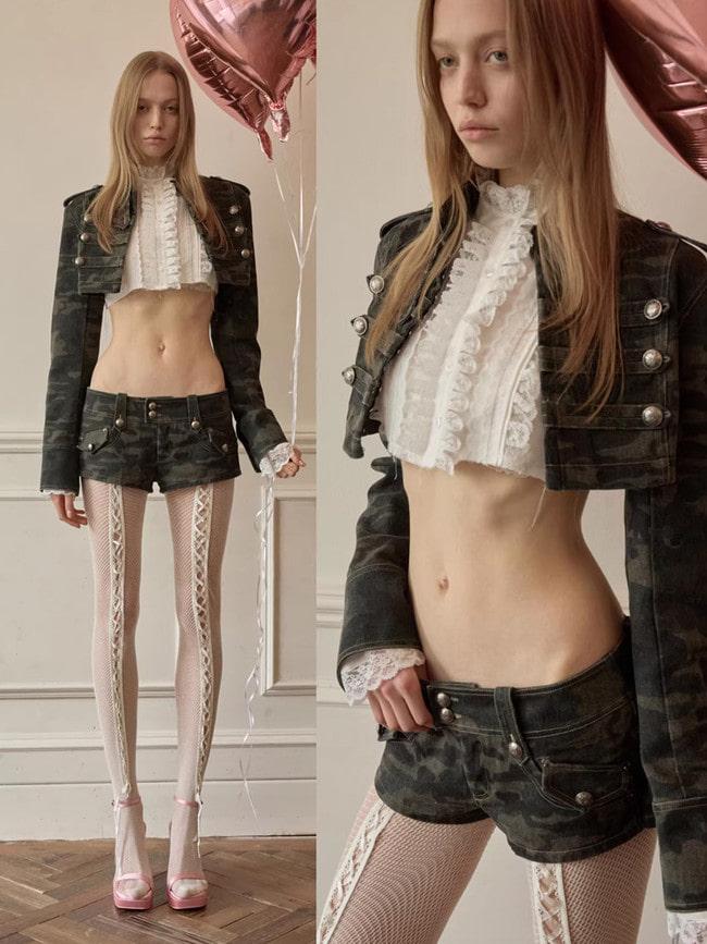 [1JINN STUDIO] Napoleon Double-Breasted Camo Canvas Set