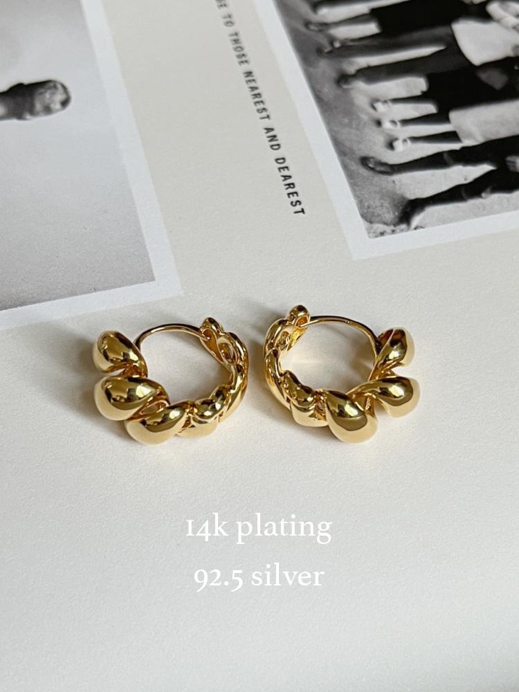 실버925 크로와상 원터치 꼬임 링귀걸이