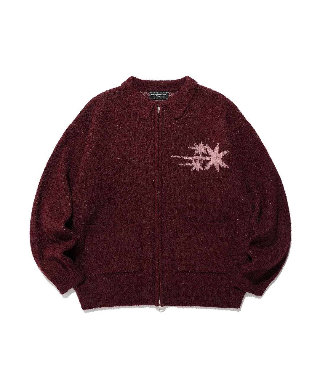 BOUCLE UNICORN ZIP POLO KNIT[BURGUNDY]