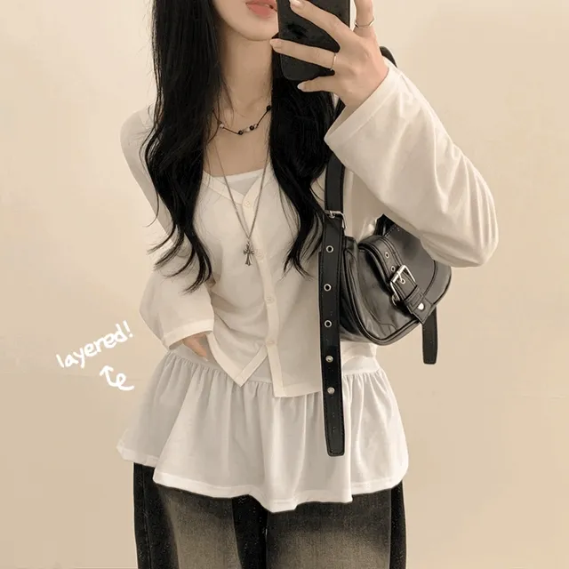 [봄~여름까지!/여리핏] 촉감좋은 찰랑소재 브이넥 무지 크롭 레이어드 가디건