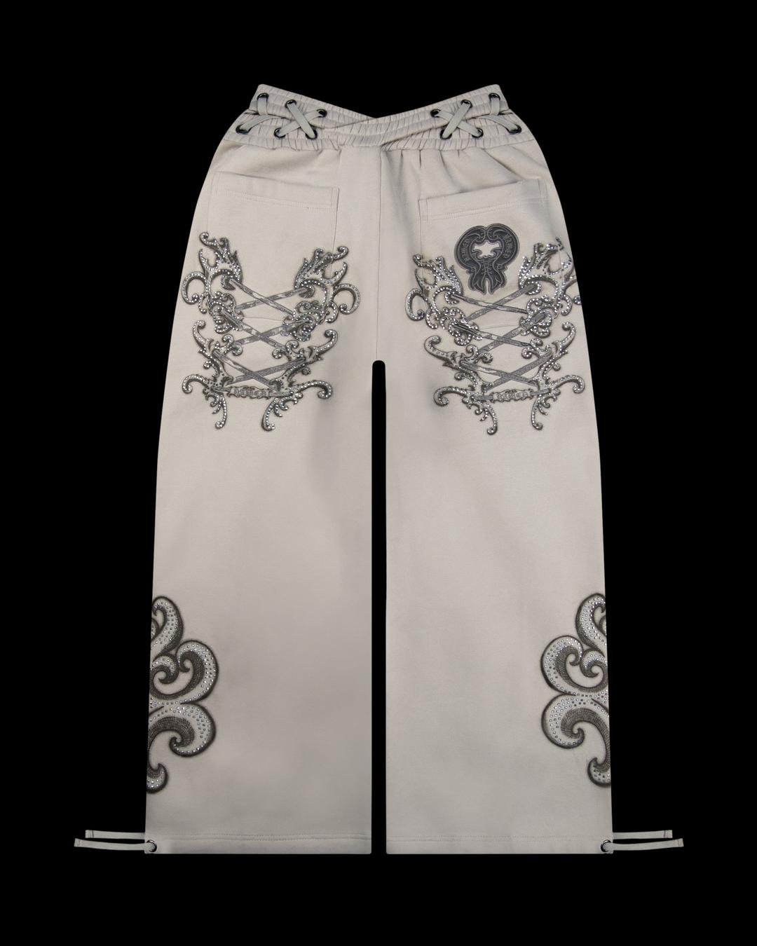 VENDETTA LACE UP OVERSIZED SWEATPANTS BONE - M