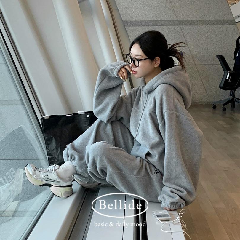 베이델리 [벨리드made/set/단독구매가능]스머프 후리스 와이드 트레이닝 세트